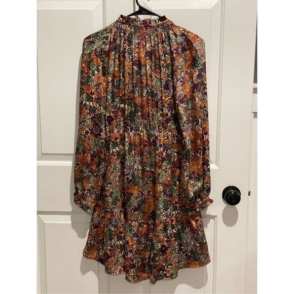NWOT Suncoo Paris Chama Floral 70’s Inspired Bohemian Lined Swing Dress Size XS - Picture 15 of 16
